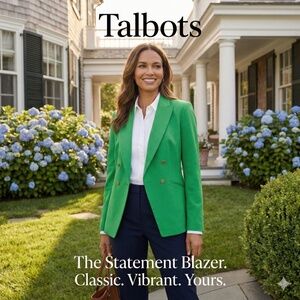Talbots Green Double-Breasted Statement Blazer